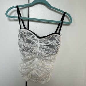 Black and white lace going out top